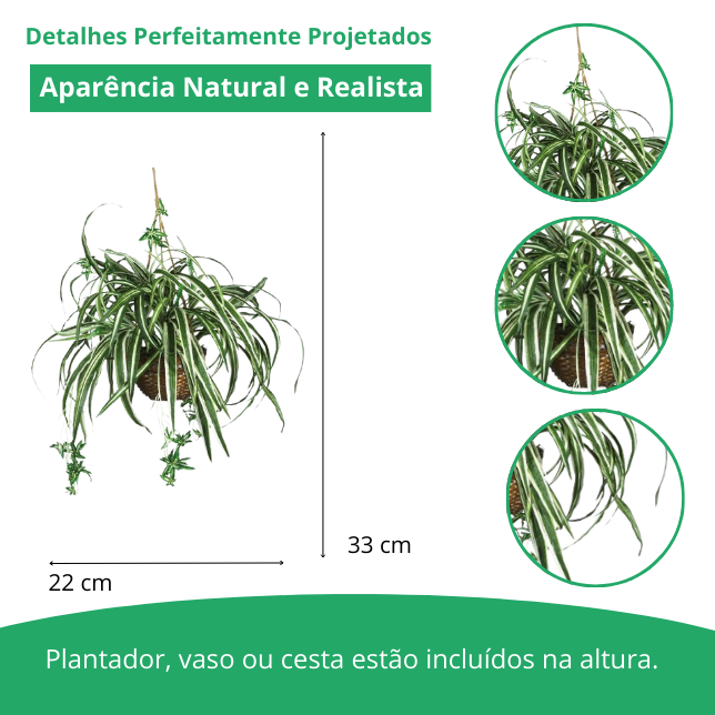 Cesta suspensa Aranha de seda Artificial