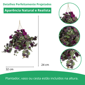 Cesta suspensa Planta de Seda Glória Artificial